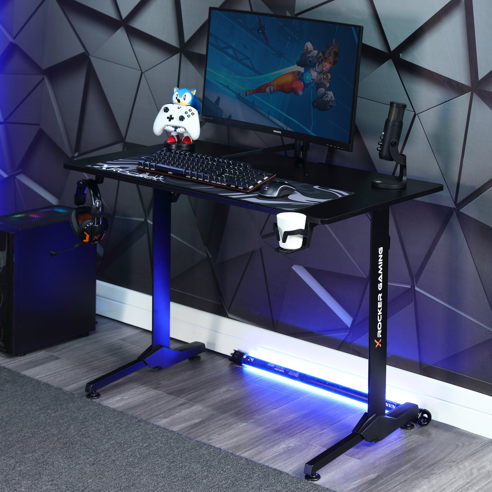 X Rocker Panther Esports Gaming Desk Black