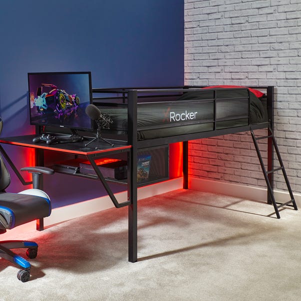 X Rocker Sanctum Gaming Mid Sleeper Bunk Bed with Desk  Black undefined