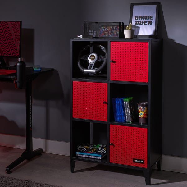 X Rocker MESH TEK Tall Shelf Cabinet with 6 Cube Storage Black