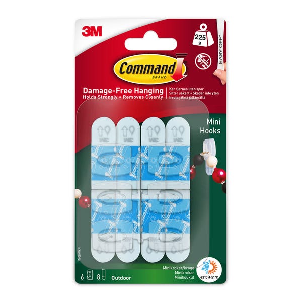 Command Outdoor Mini Hooks Clear