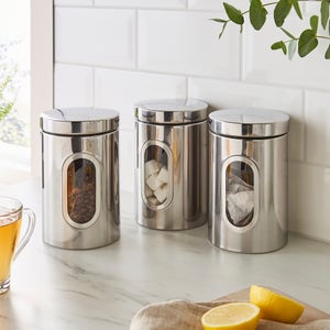 Set Of 3 Metal Kitchen Canisters