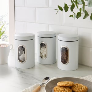 Set Of 3 Metal Kitchen Canisters