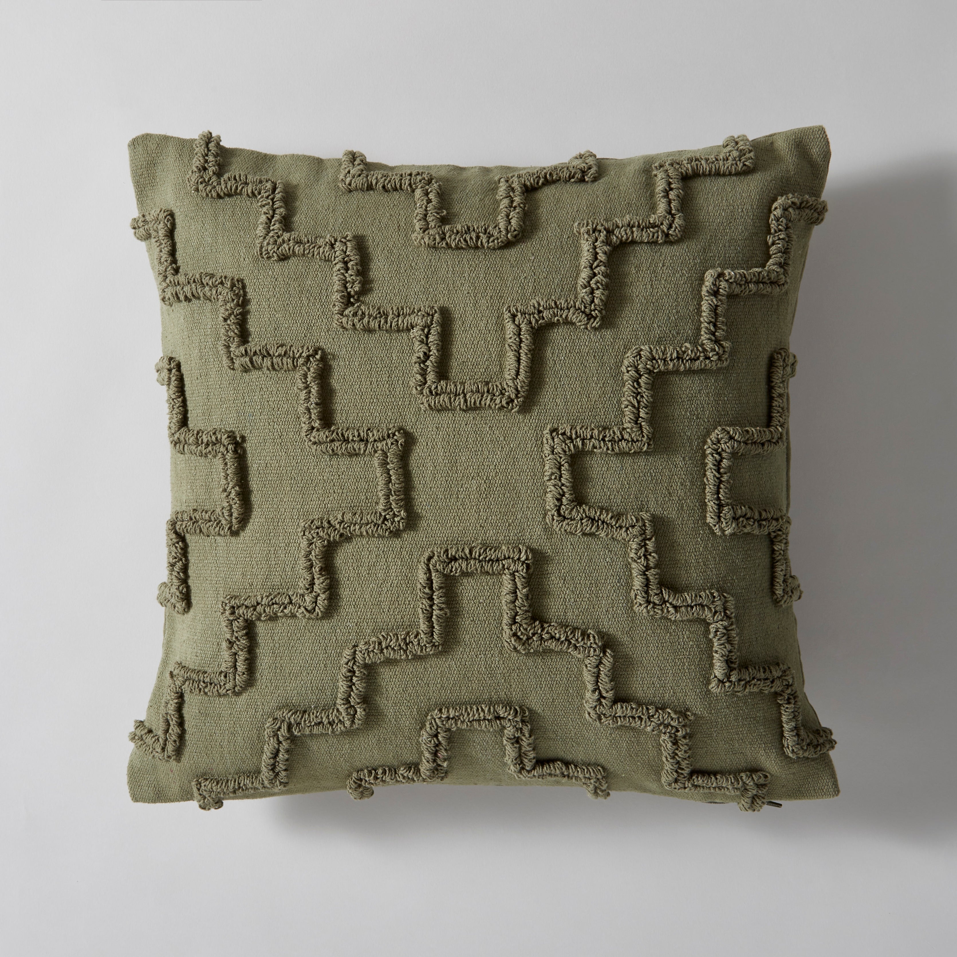 Loop Tufted Geometric Cushion Cover Olive