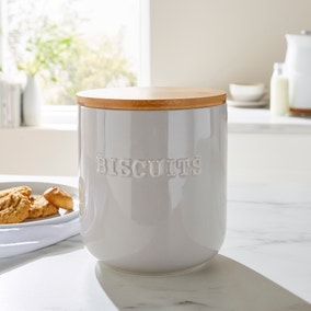 Ceramic Biscuit Canister Grey