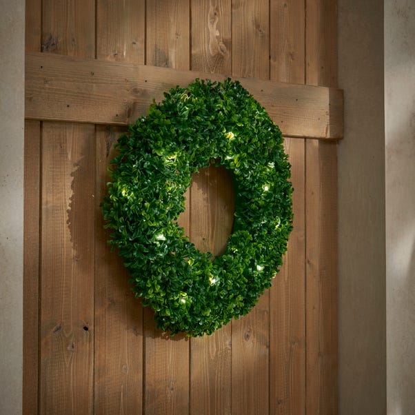 Artificial Wreath with Lights Green
