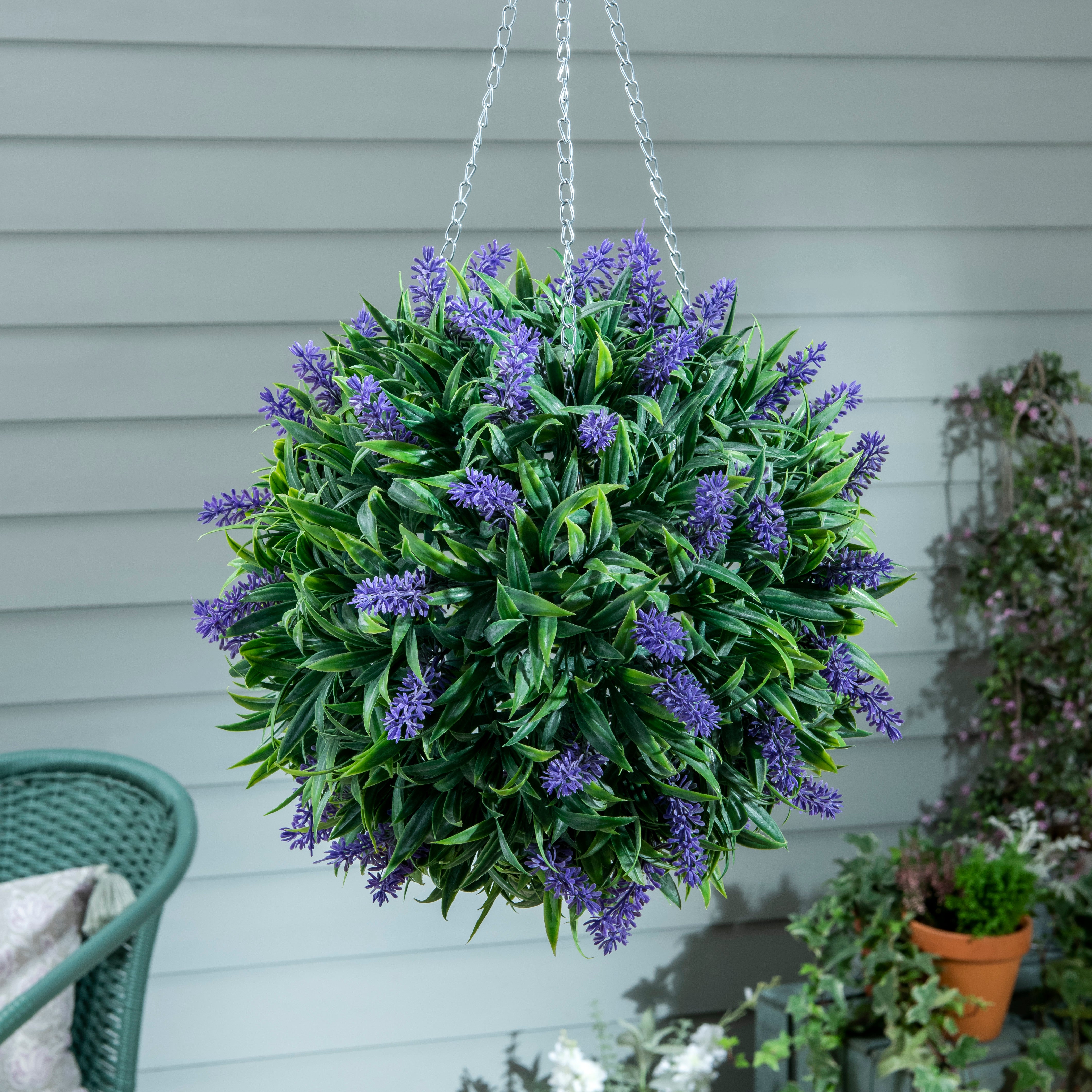 Artificial Topiary Ball Purple Flower 25cm