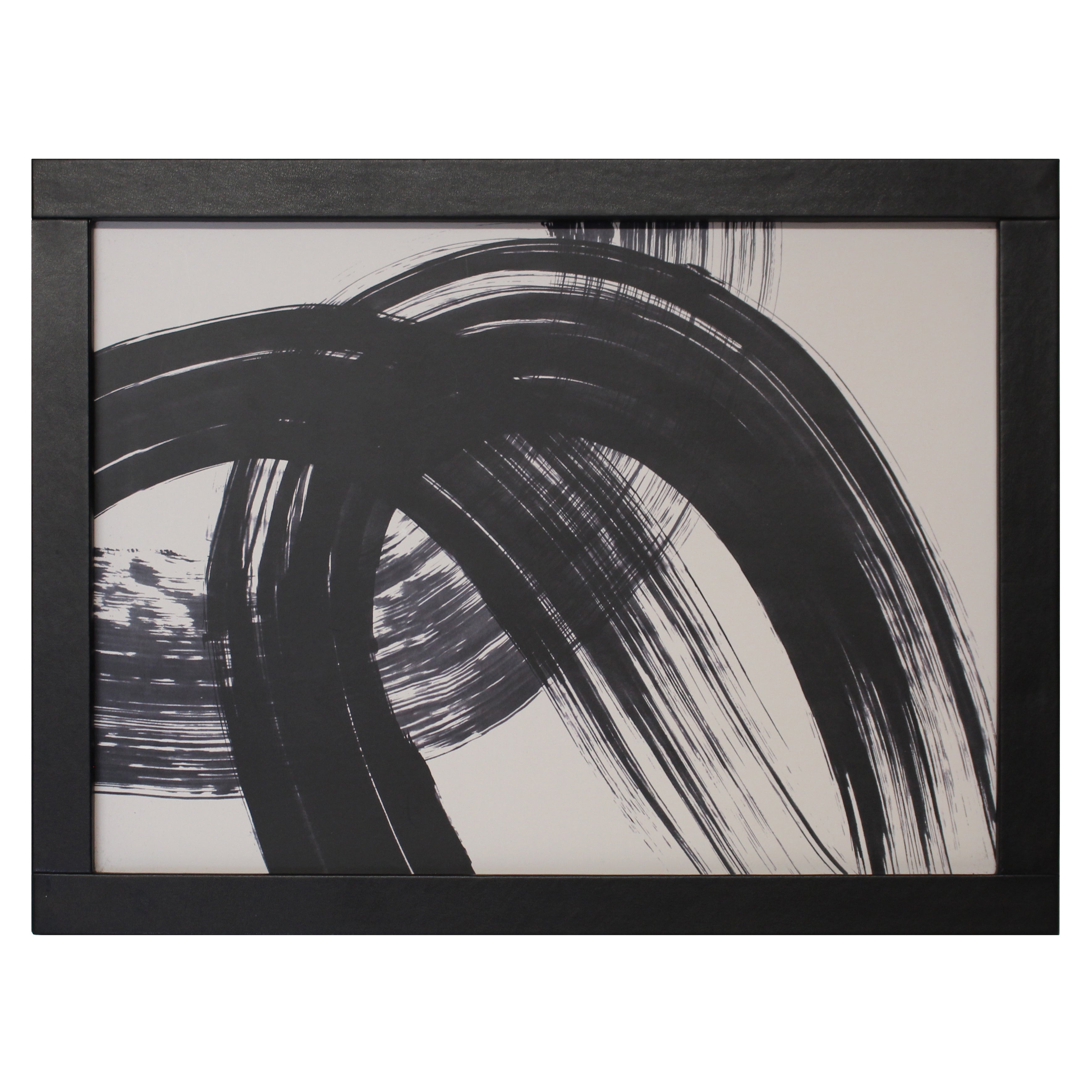 Image of Abstract Brushstroke Swirl Laptray Black and white