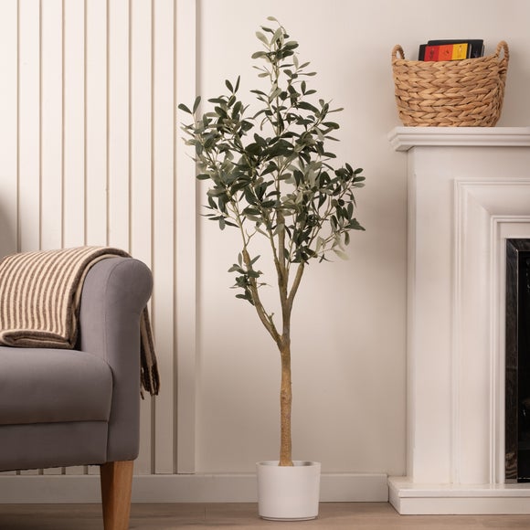 Artificial Olive Tree In White Plant Pot