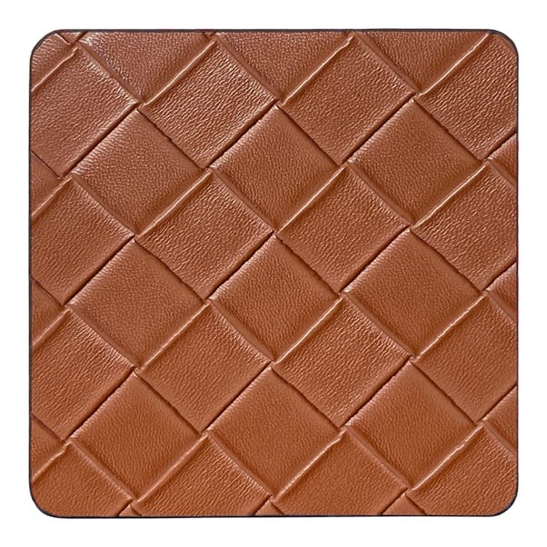 Set of 4 Brown Woven Faux Leather Coasters image 1 of 1