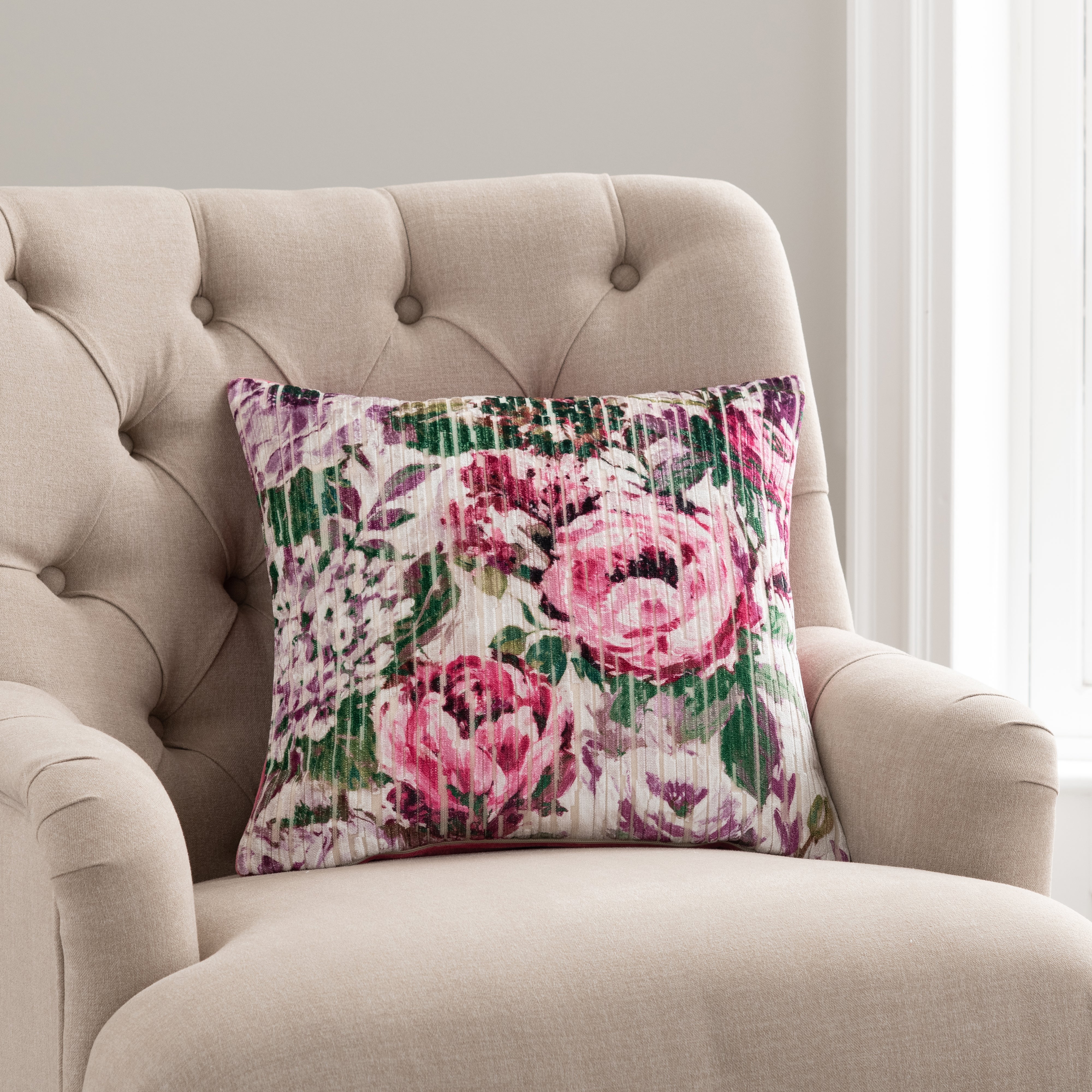 Kinsley Floral Pink Cushion Pinkgreen