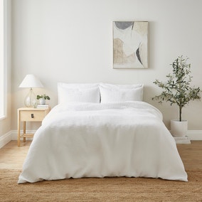 Liora Waffle Duvet Cover and Pillowcase Set White