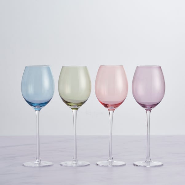 Set of 4 Pastel Wine Glasses image 1 of 4