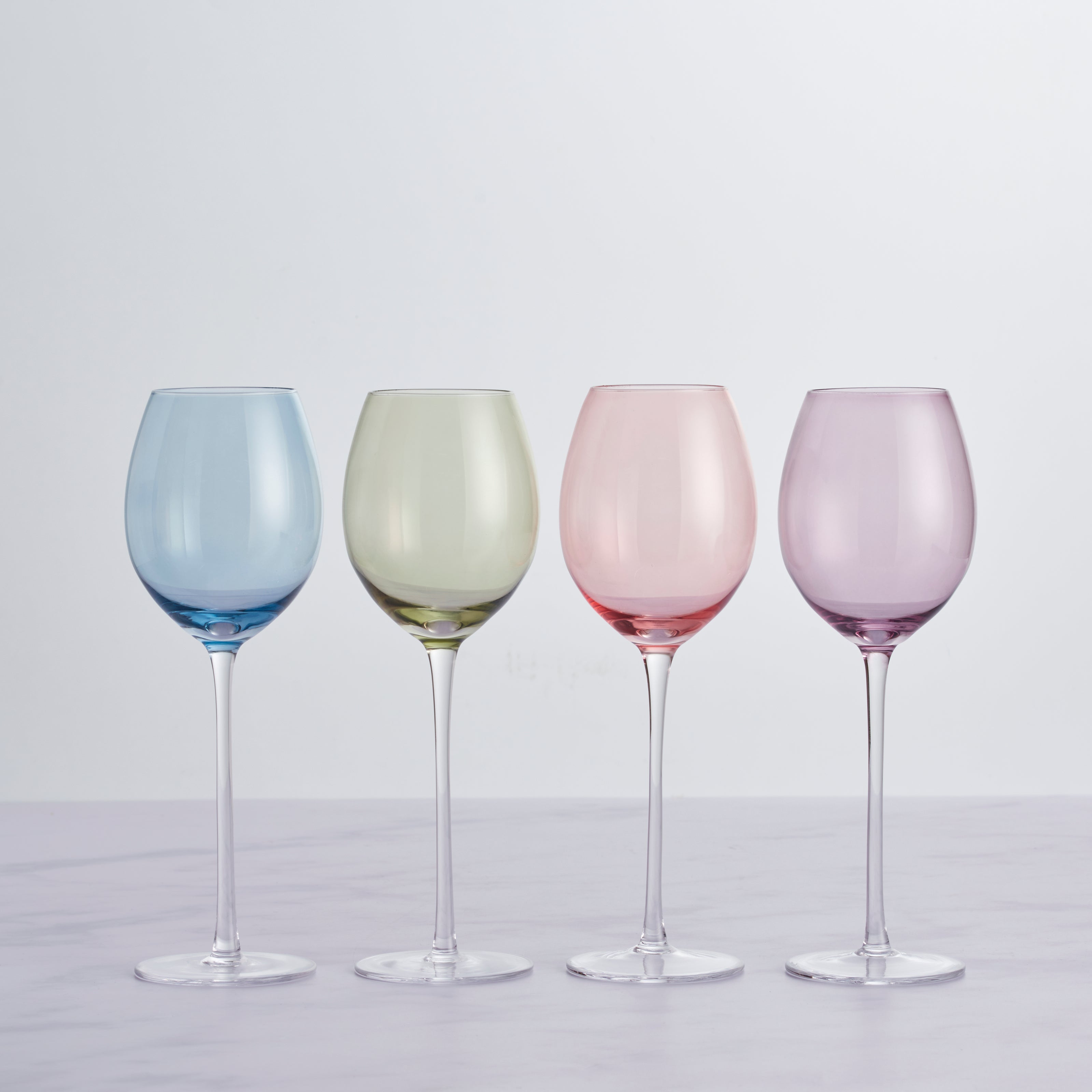 Set Of 4 Pastel Wine Glasses Pinkblue