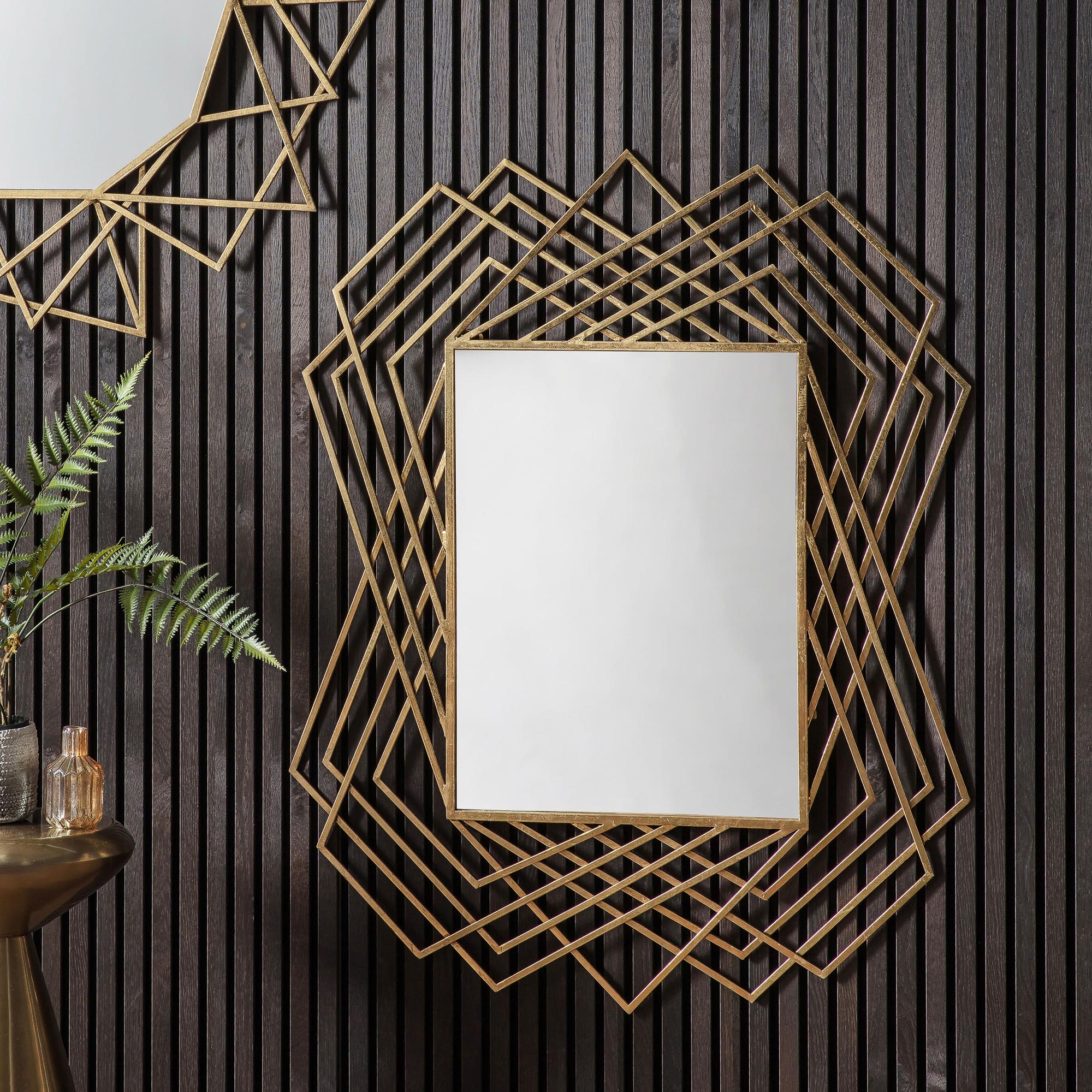 Spencer Rectangle Mirror Gold Effect Effect 95x110cm Gold