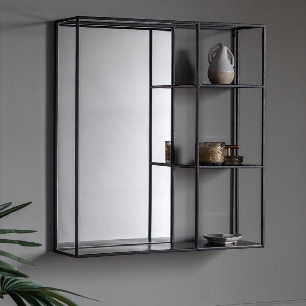 Neola Rectangle Wall Mirror with Shelves image 1 of 3