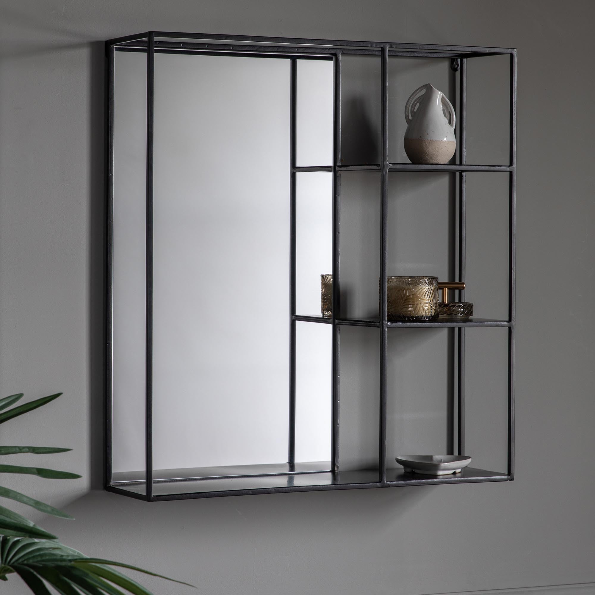 Neola Rectangle Wall Mirror with Shelves