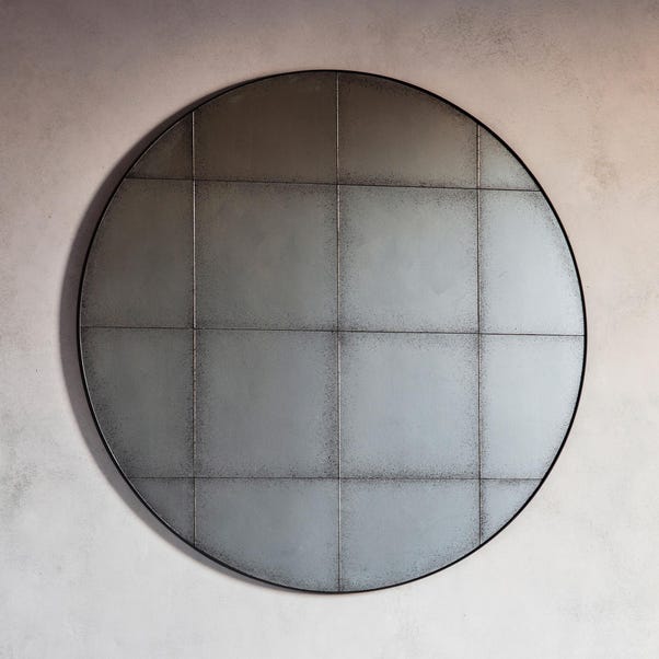Loretto Window Distressed Round Wall Mirror image 1 of 3