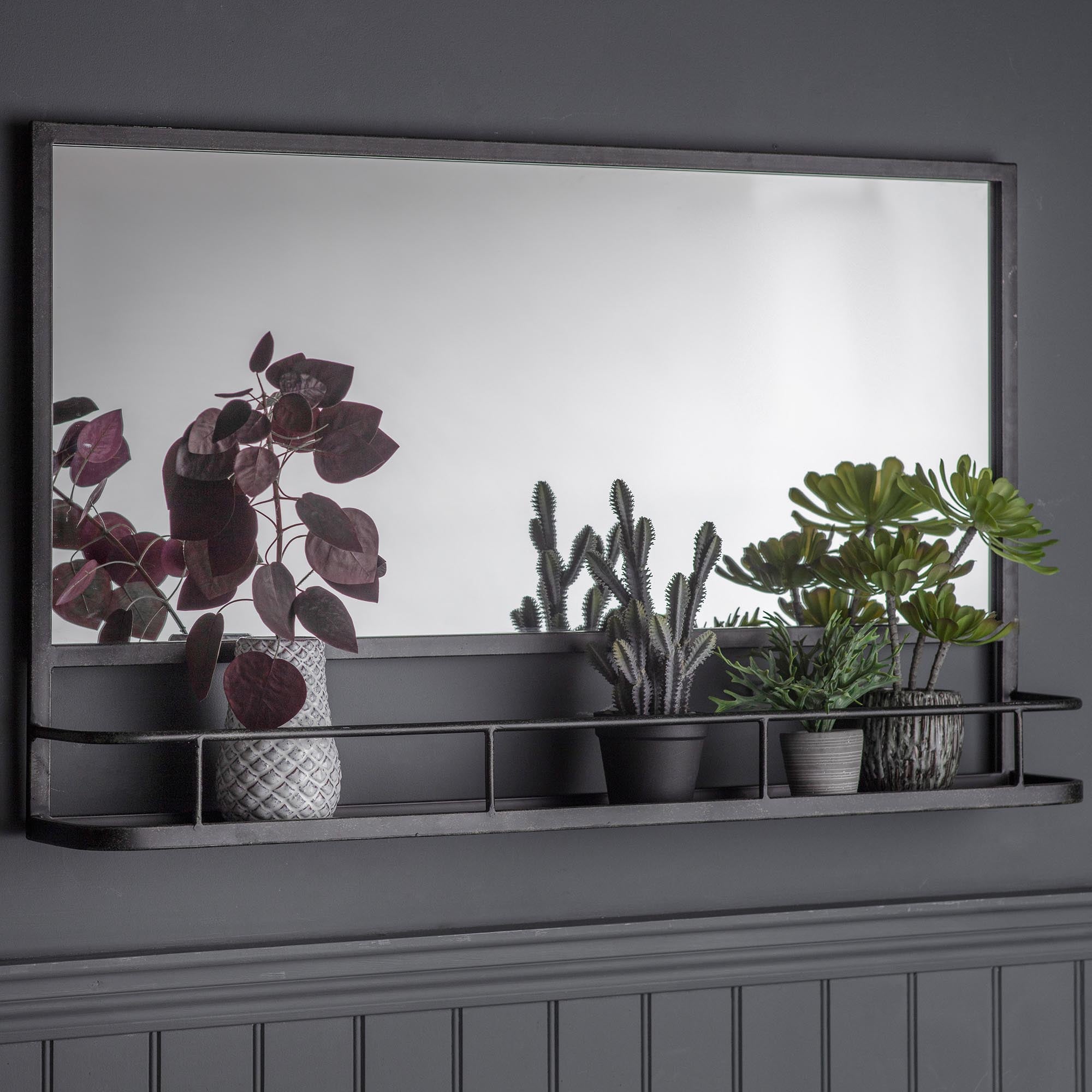 Argentine Rectangle Overmantel Wall Mirror with Shelf