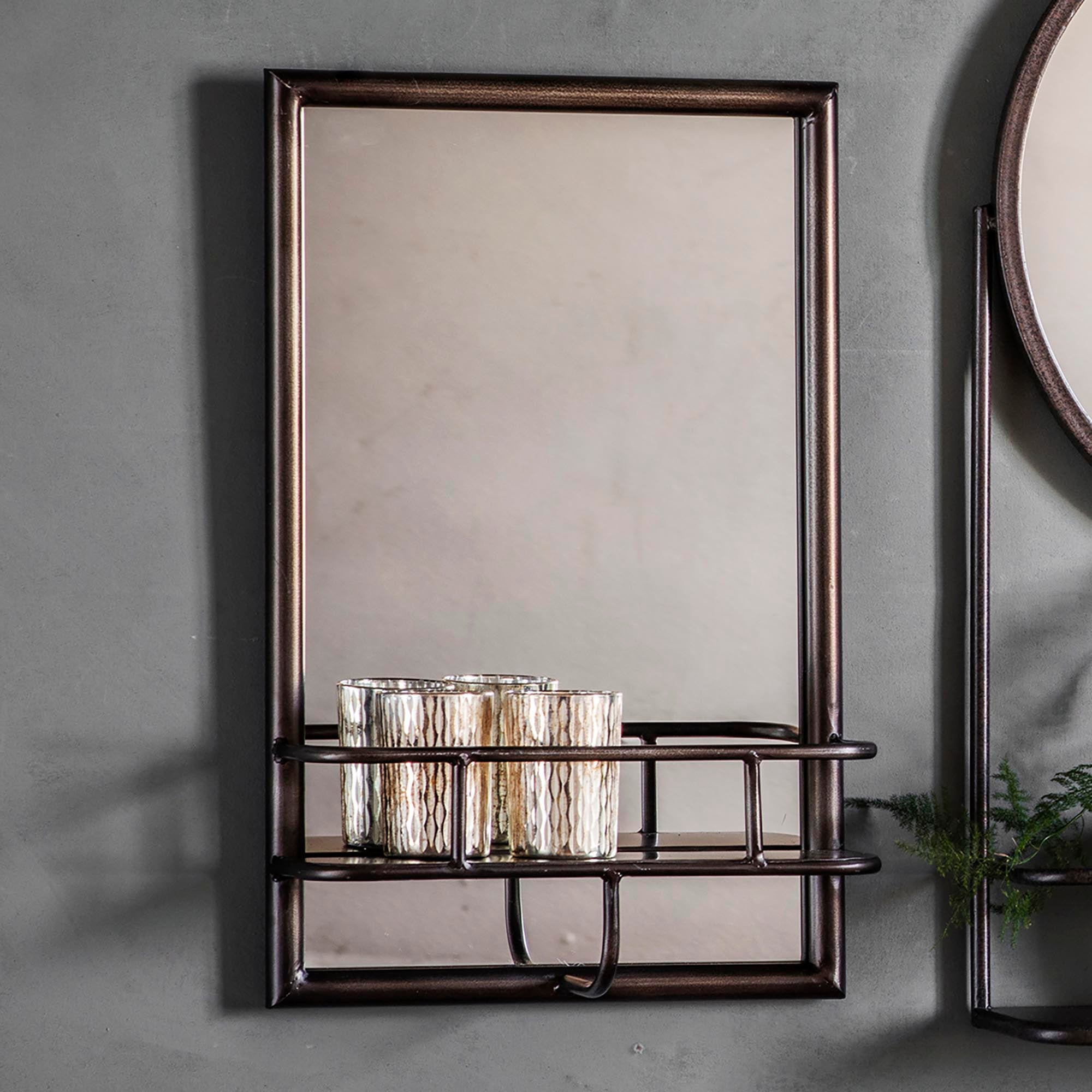 Photos - Wall Mirror Millbury Rectangle Mirror, 30x48cm Brown