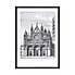Vintage Cathedral Illustration Framed Art Black and white