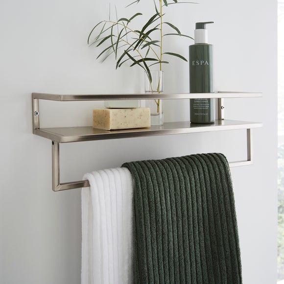 Bathroom shelf with towel hot sale rail