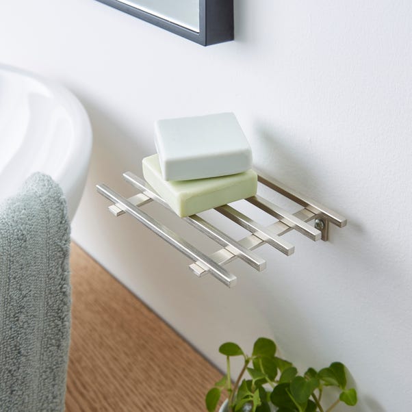 London Ribbed Wall Mounted Soap Tray Chrome image 1 of 4