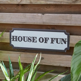 Indoor Outdoor House of Fun Metal Plaque