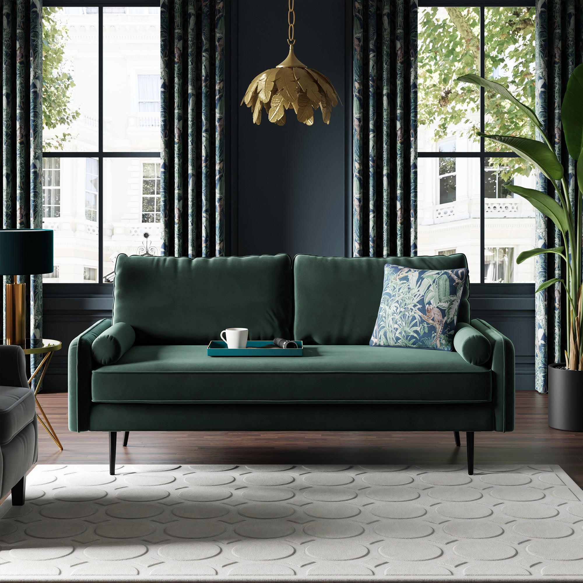 Cassie Velvet 3 Seater Sofa In A Box Green