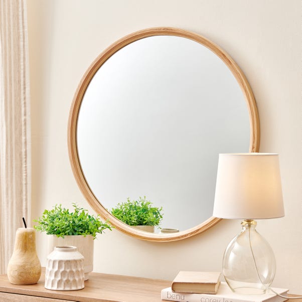 Ashwood Round Framed Mirror 70cm Natural