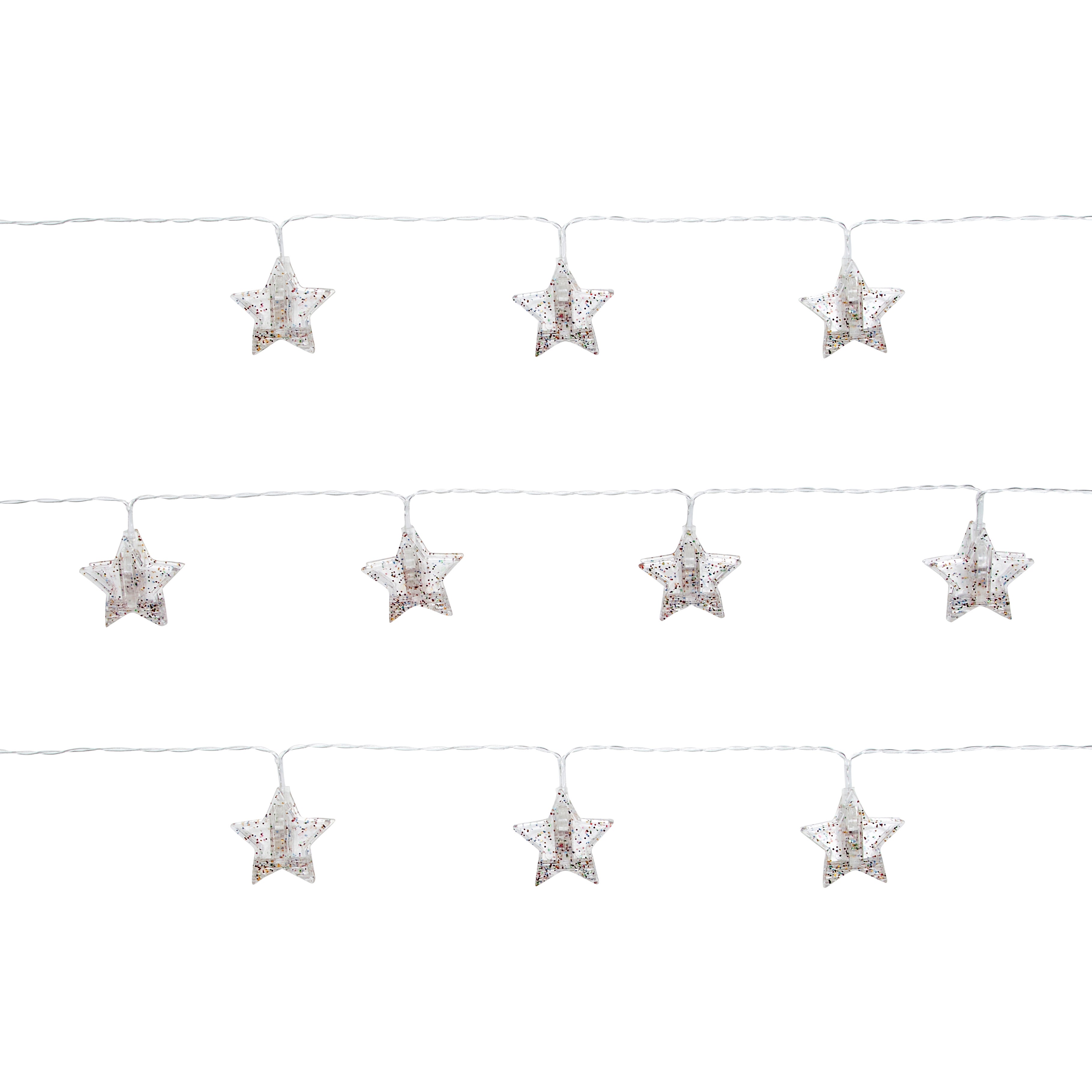 Glitter Star Clips LED String Lights | Dunelm
