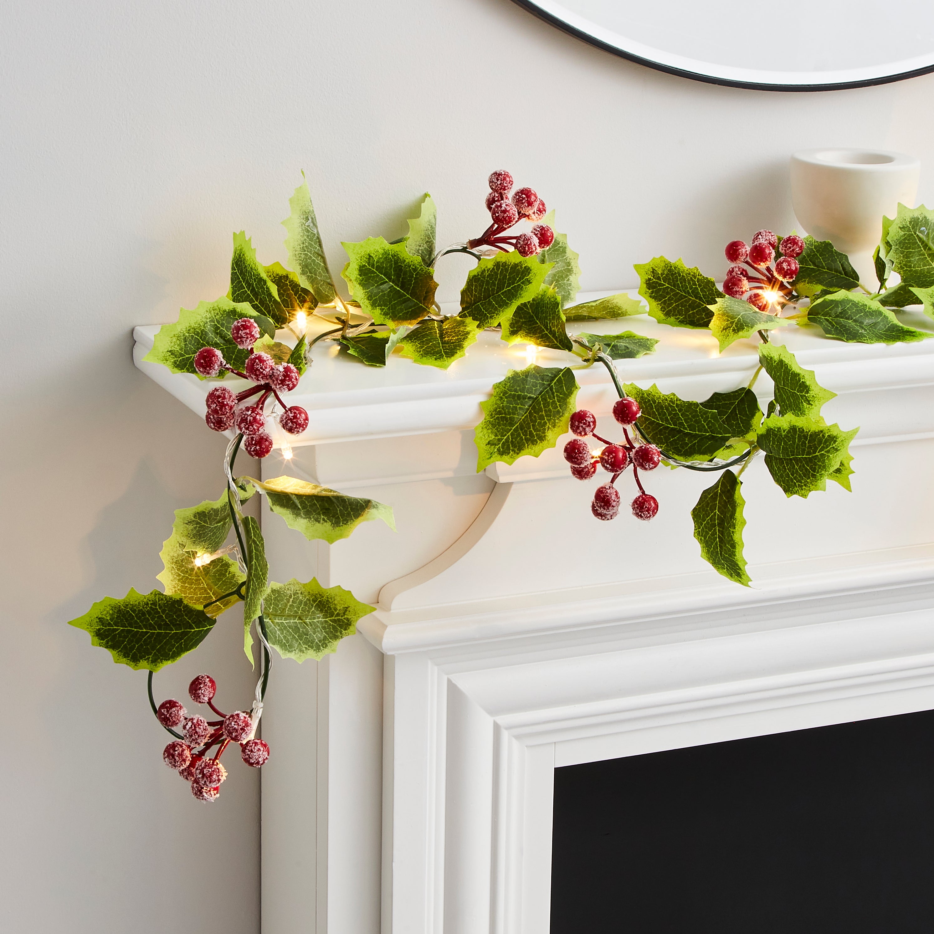 Green Leaf and Berry LED String Lights
