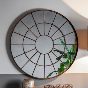 Cedar & Sage Villisca Window Round Wall Mirror