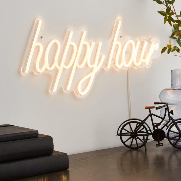 Happy Hour Neon Sign Clear