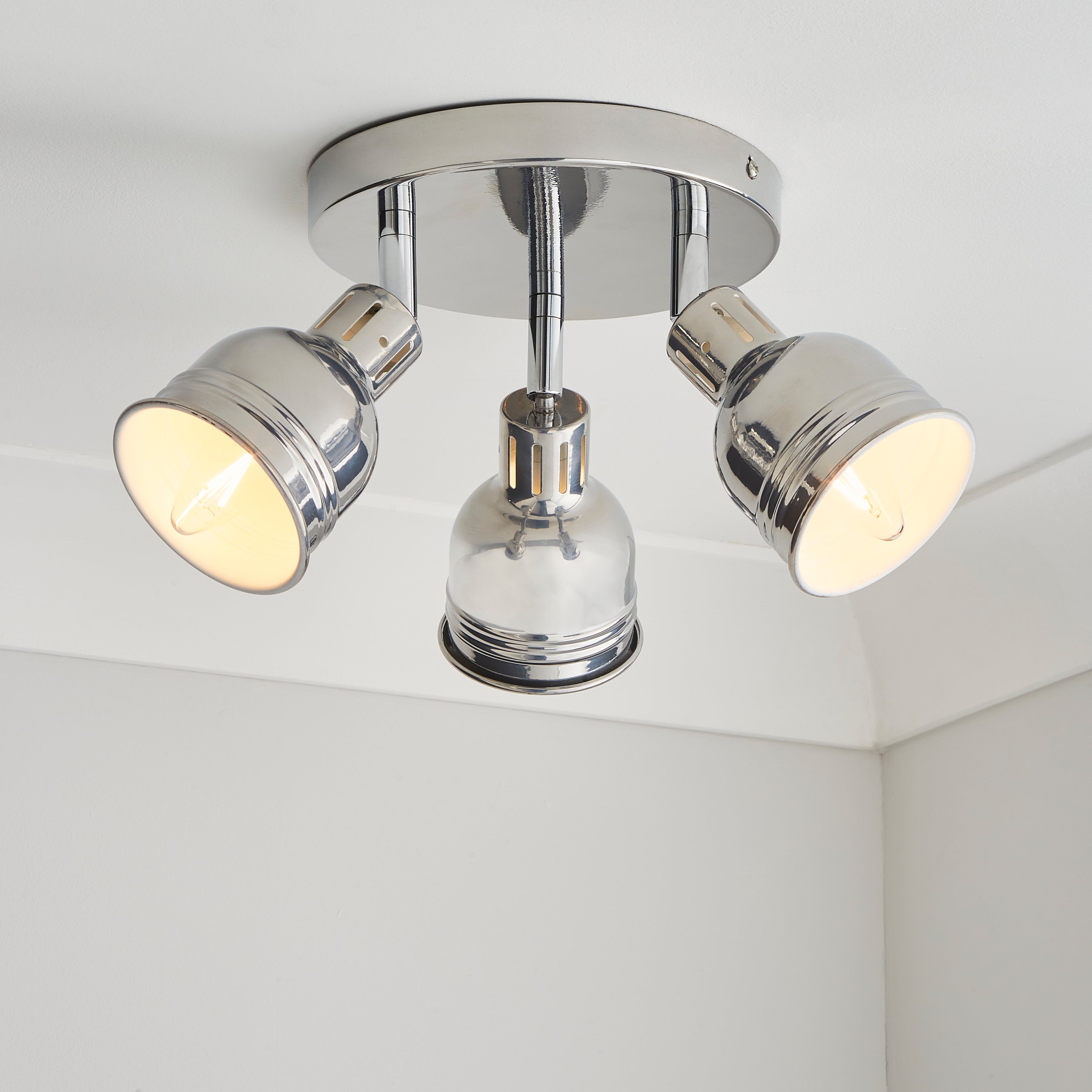 Issac 3 Light Semi Flush Ceiling Fitting Silver