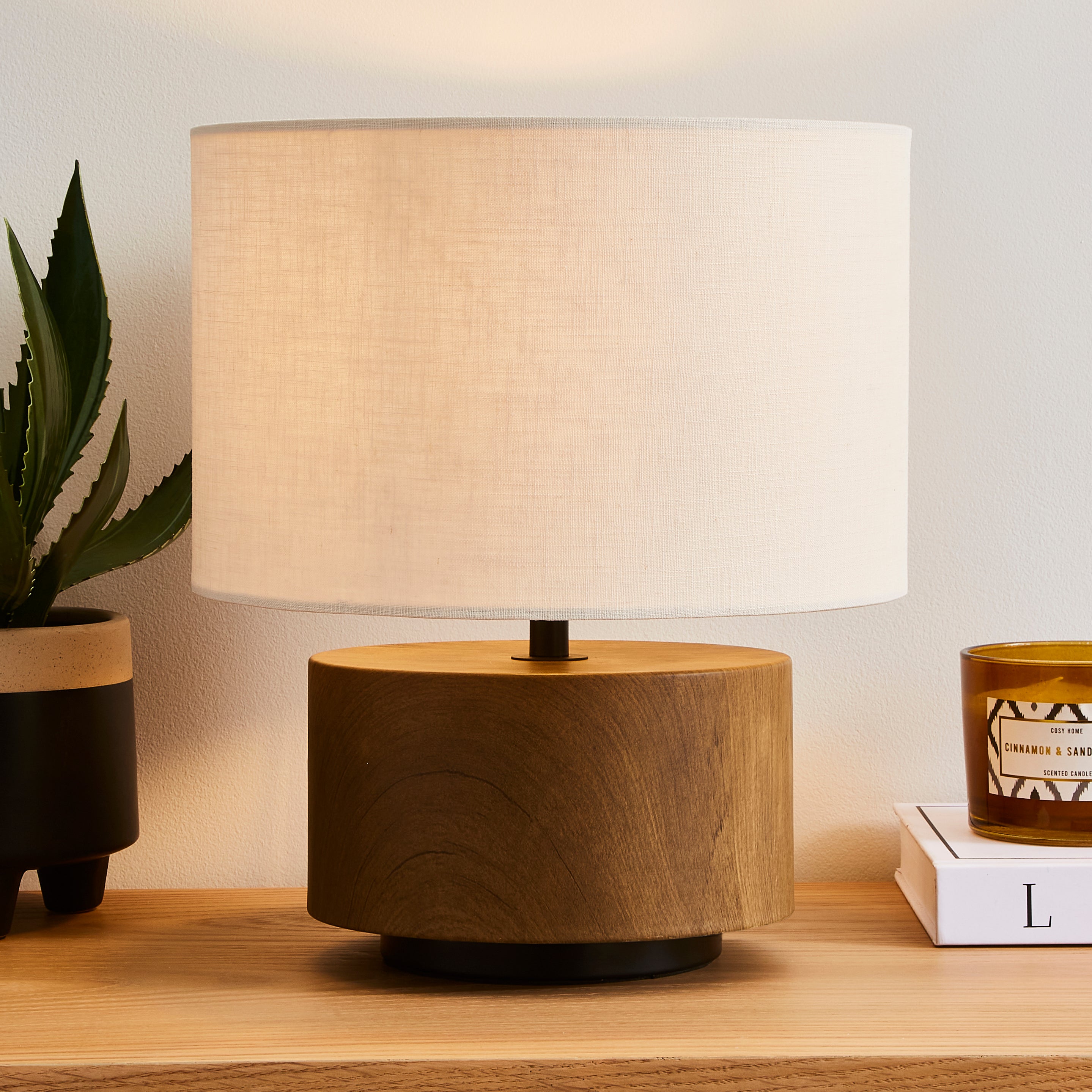 Elements Sunds Shaded Table Lamp Pine Brown