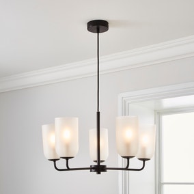 Palazzo Frosted 5 Light Semi Flush Ceiling Light