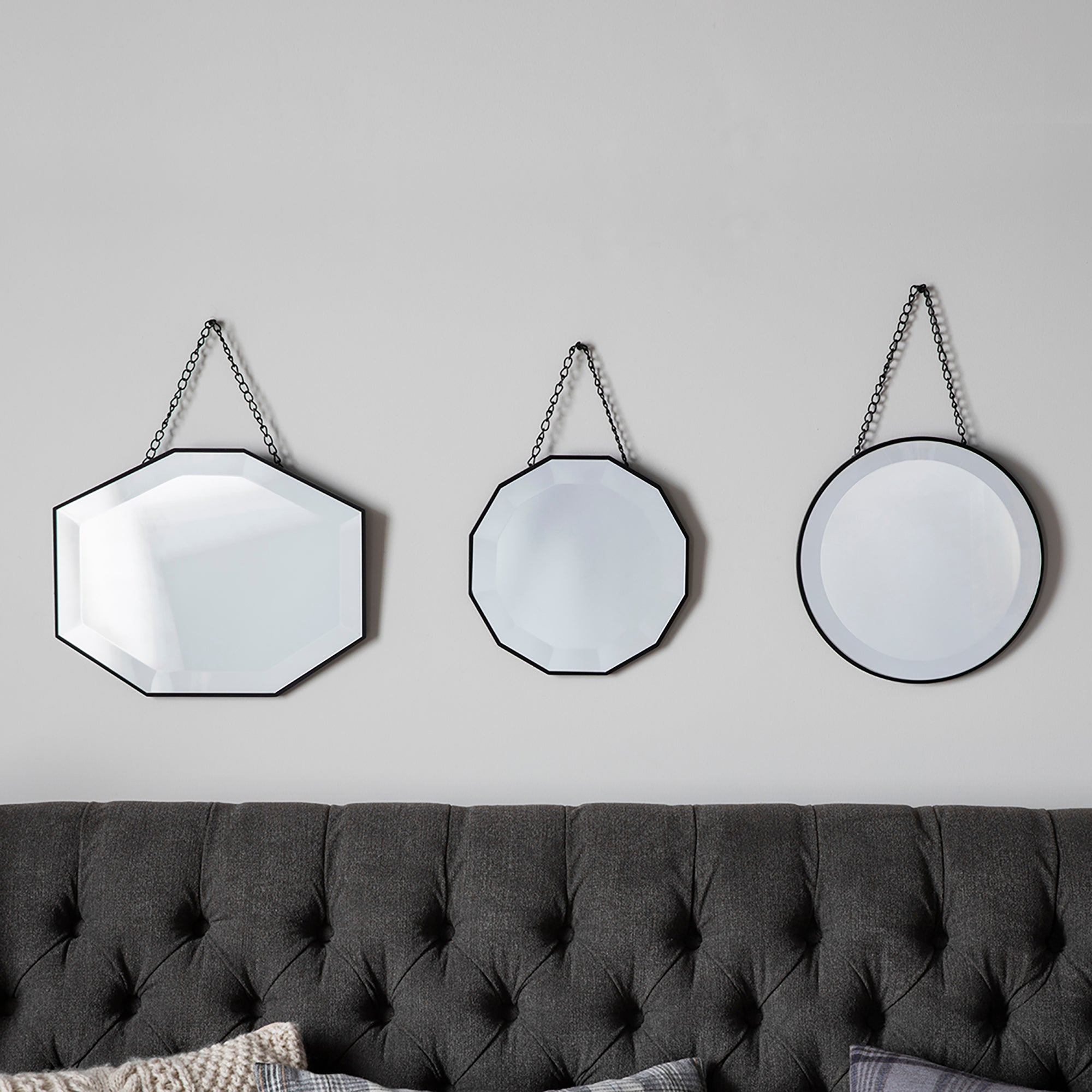 Set Of 3 Raphine Scatter Mirrors Silver