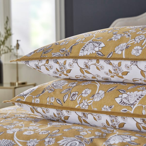 Dorma Evander Ochre Oxford Pillowcase Pair | Dunelm