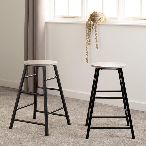 Athens Set of 2 Counter Height Bar Stools, Acacia Wood Effect image 1 of 5