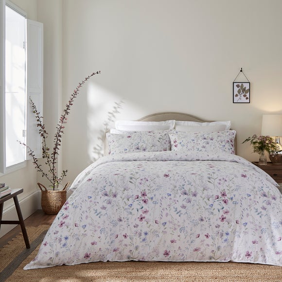 Dorma Wildflower Mauve Cotton Duvet Cover And Pillowcase Set