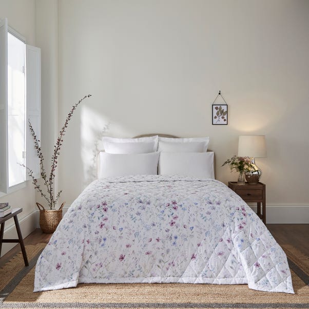 Dorma Wildflower Mauve Cotton Bedspread  undefined