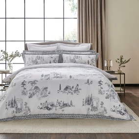Dorma Pelion Toile Slate Cotton Duvet Cover and Pillowcase Set