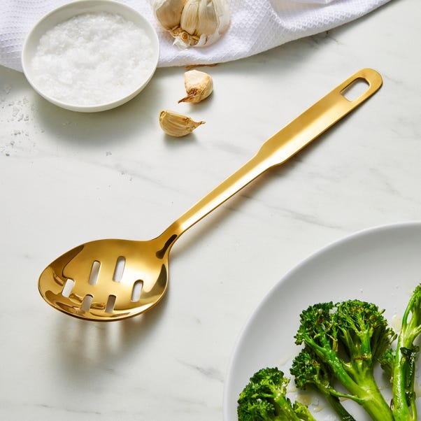 Gold Stainless Steel Slotted Spoon image 1 of 2