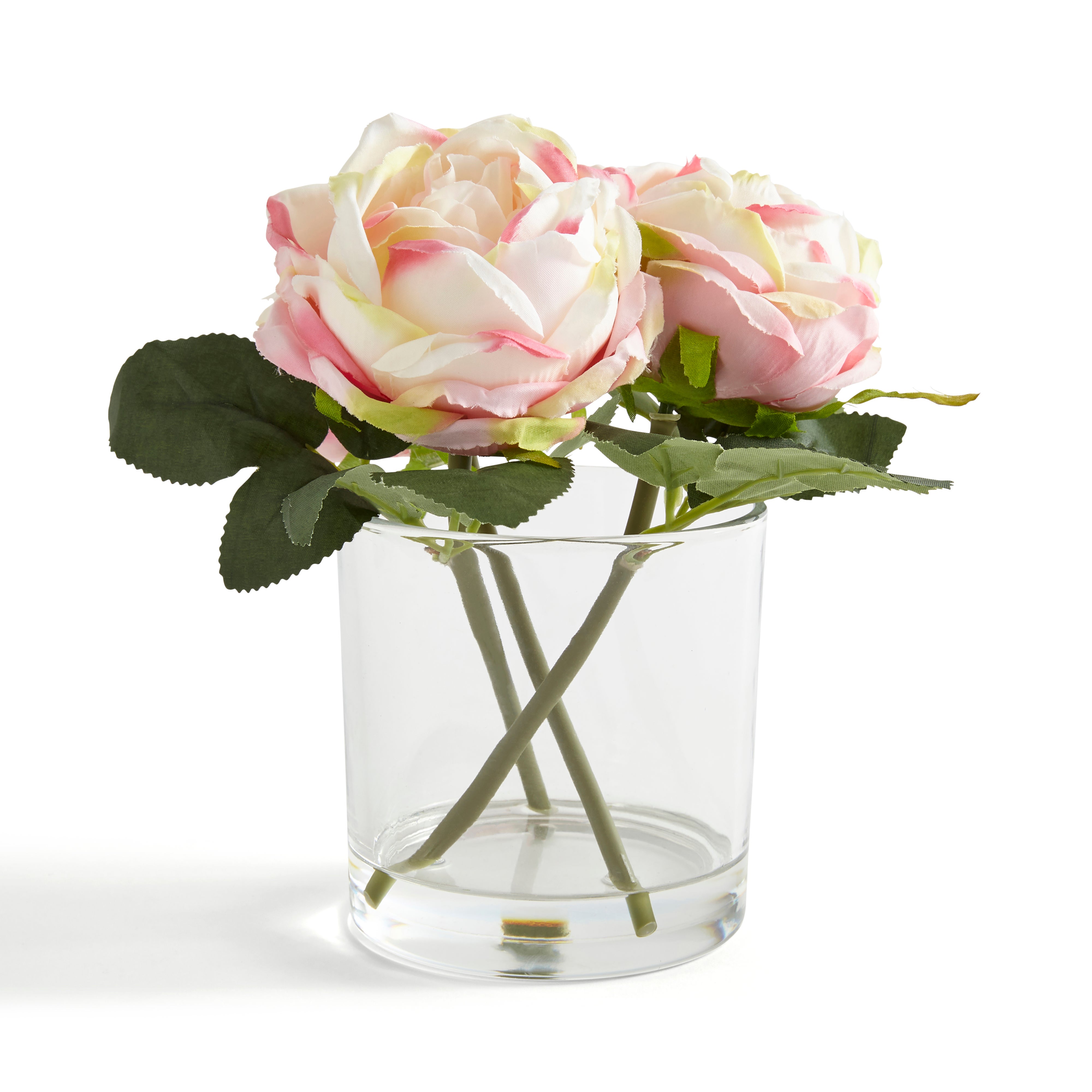 Pink And Cream Flowers In Vase Pinkcreamclear