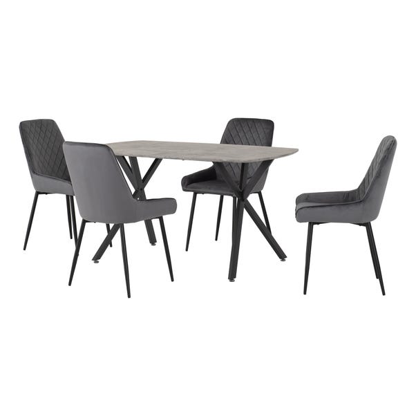 Athens Rectangular Dining Table with 4 Avery Chairs, Concrete Effect image 1 of 9