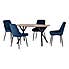 Athens Rectangular Oak Effect Dining Table with 4 Avery Blue Dining Chairs