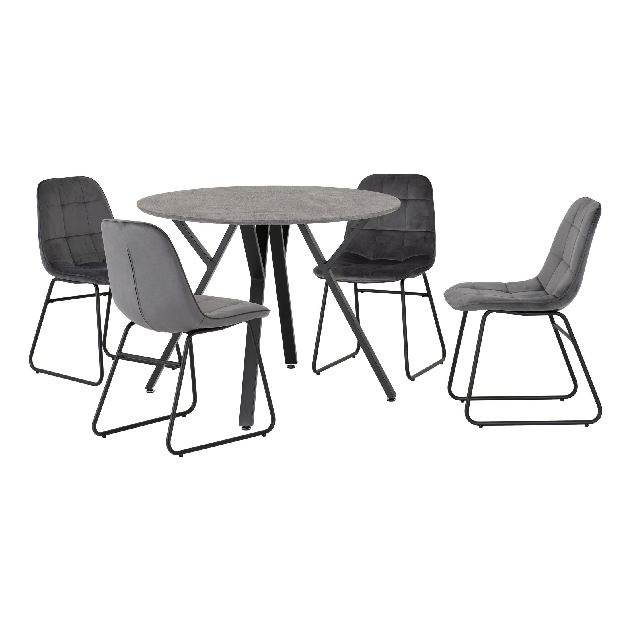 Athens Round Dining Table with 4 Lukas Chairs Grey