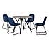 Athens Round Concrete Effect Dining Table with 4 Lukas Blue Dining Chairs