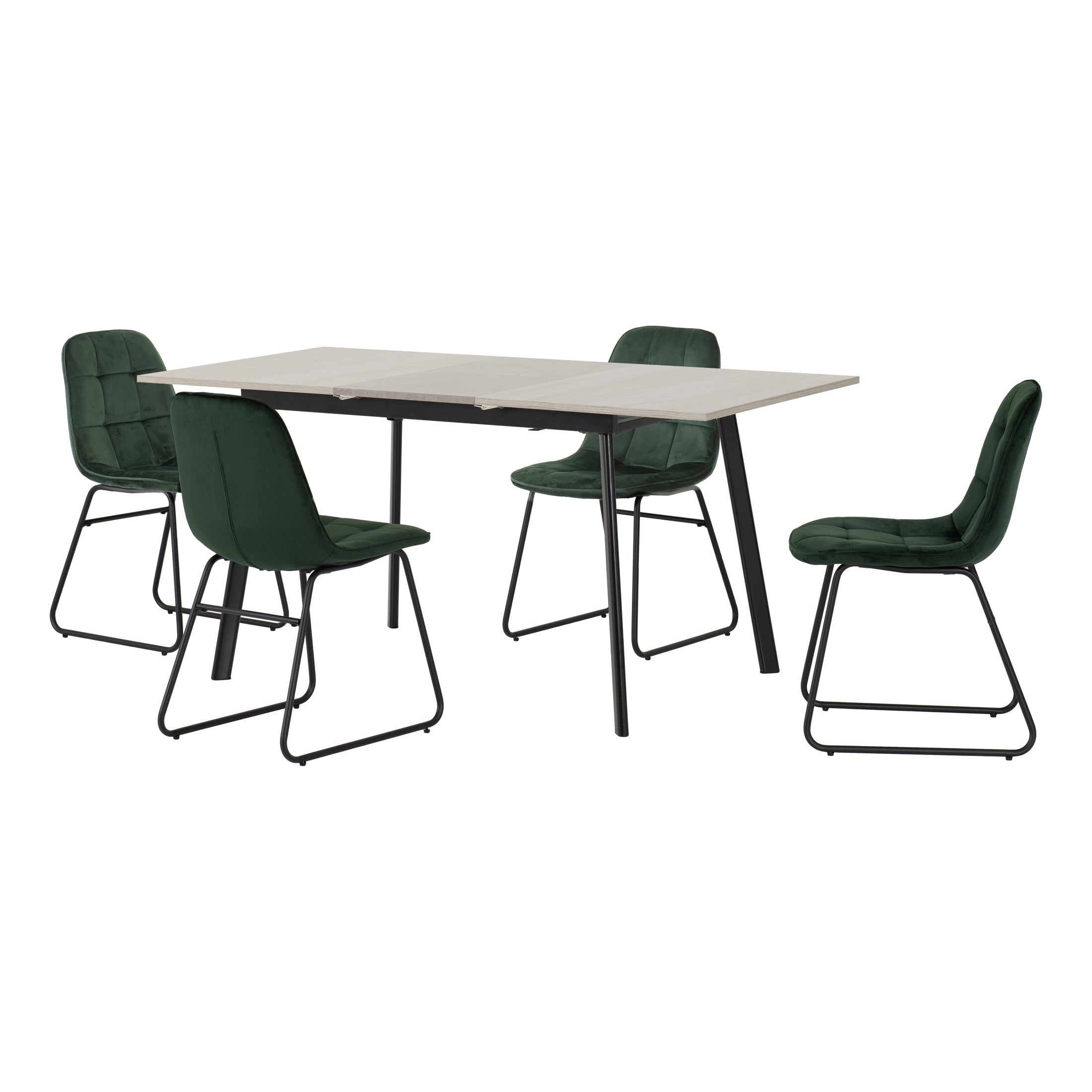 Avery Rectangular Extendable Dining Table with 4 Lukas Chairs