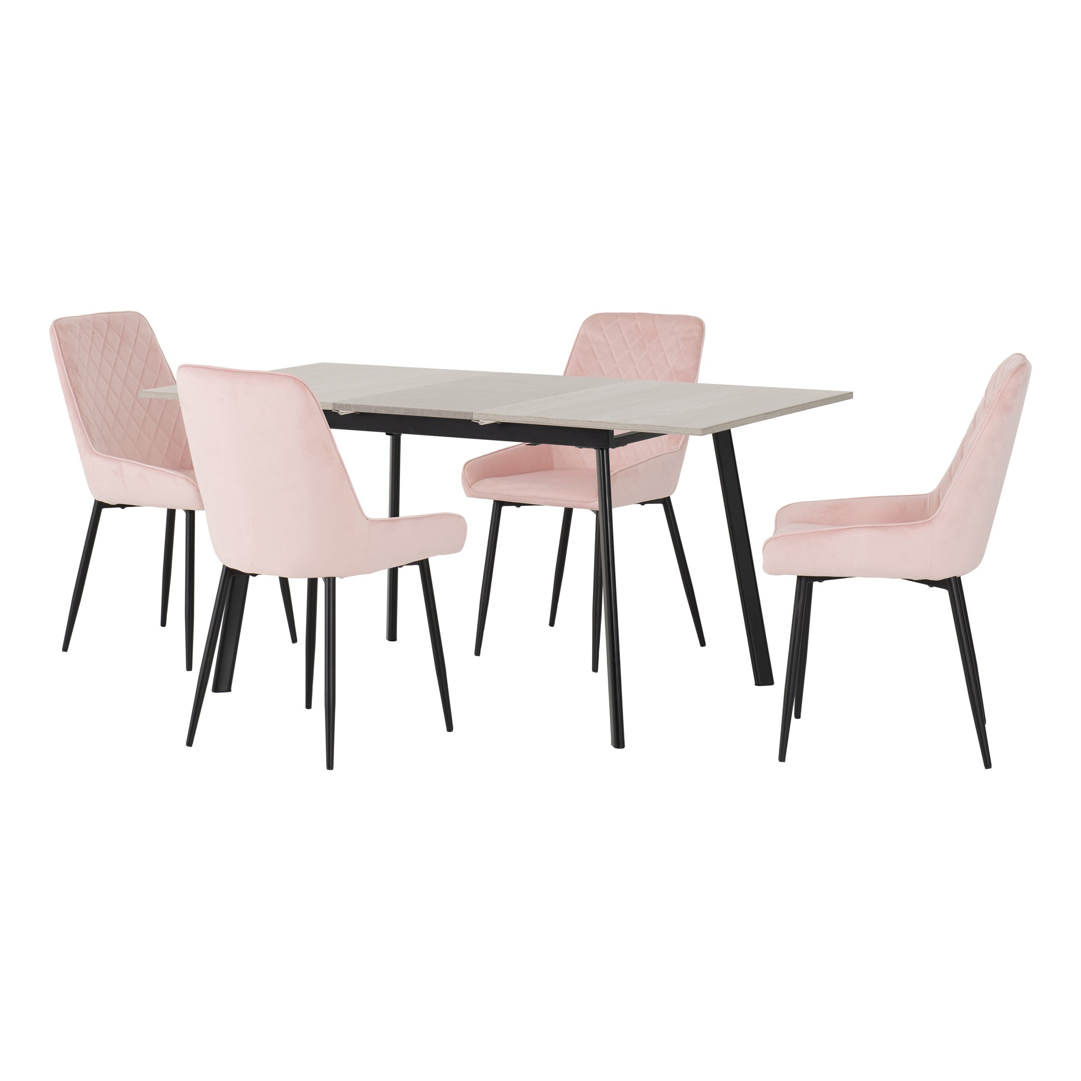 Avery Rectangular Extendable Dining Table With 4 Chairs Pink
